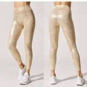 Carbon 38 Leopard Print High‎ Rise Leggings Gold Tan Women's Size M